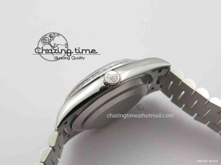 0126 TechFriendly Day Date 40mm SS BP Maker Best Edition Diamond Bezel Silver Dial On SS Bracelet ETA 3696